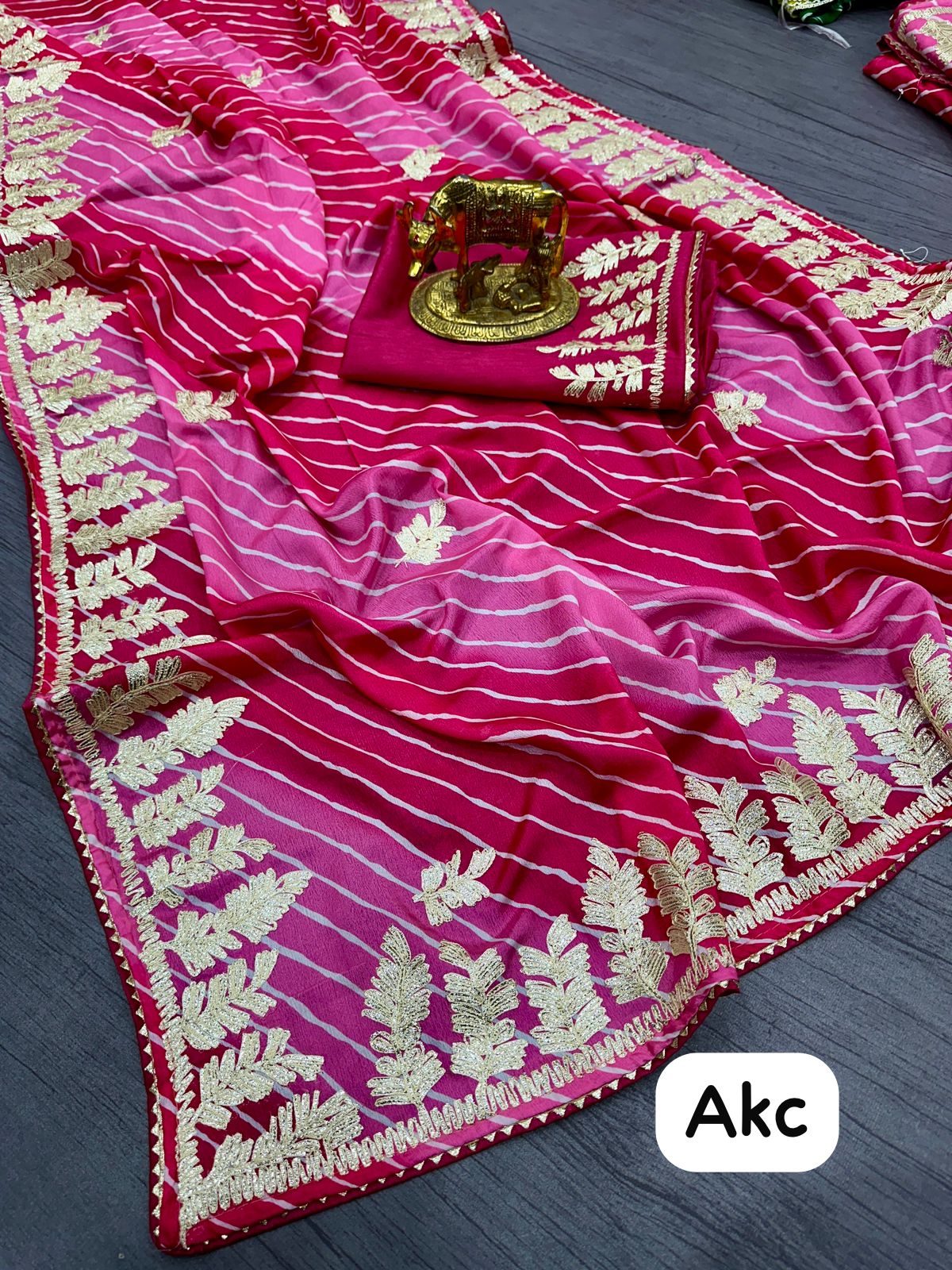 Kayatri New Pure Soft Chinon Silk Leheriya Style Saree