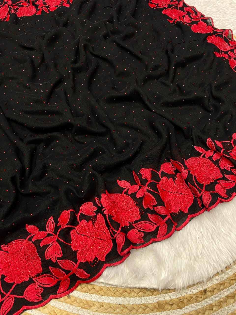 Kayatri New Soft Vichitra Bloomimg With Embroidery Work Saree