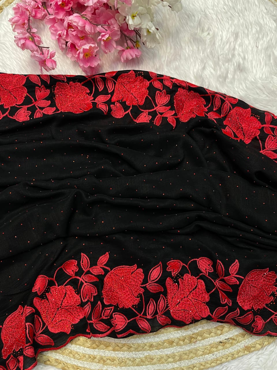 Kayatri New Soft Vichitra Bloomimg With Embroidery Work Saree
