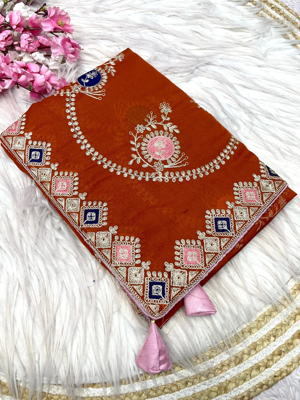 Kayatri New Bloomimg Chocolate Silk Embroidery Sequence Coding Work Saree