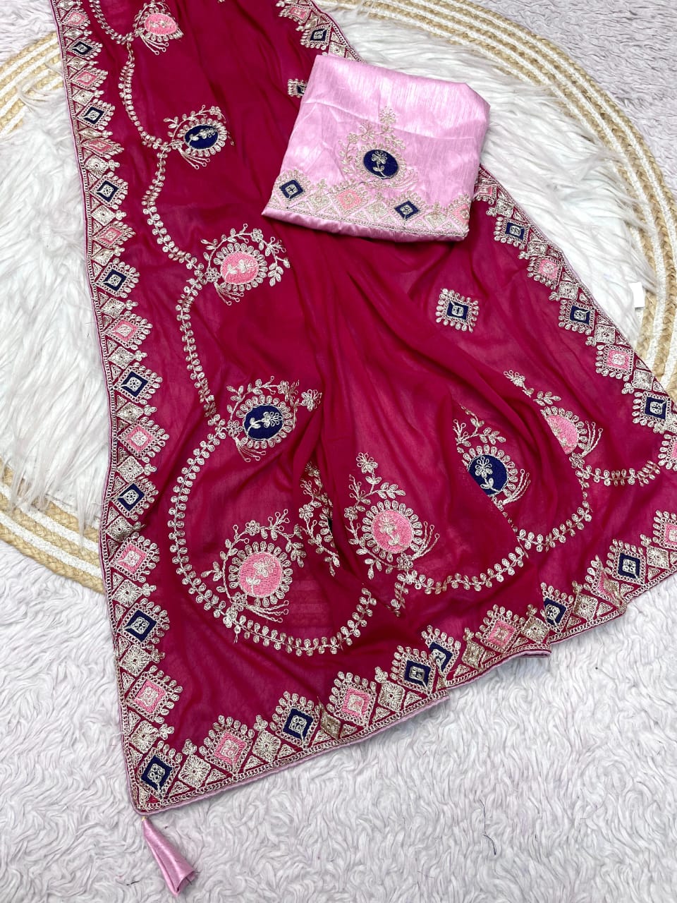 Kayatri New Bloomimg Chocolate Silk Embroidery Sequence Coding Work Saree