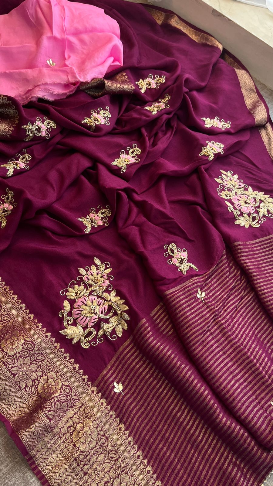 Kayatri New Pure Moonga Silk Hand Work Saree