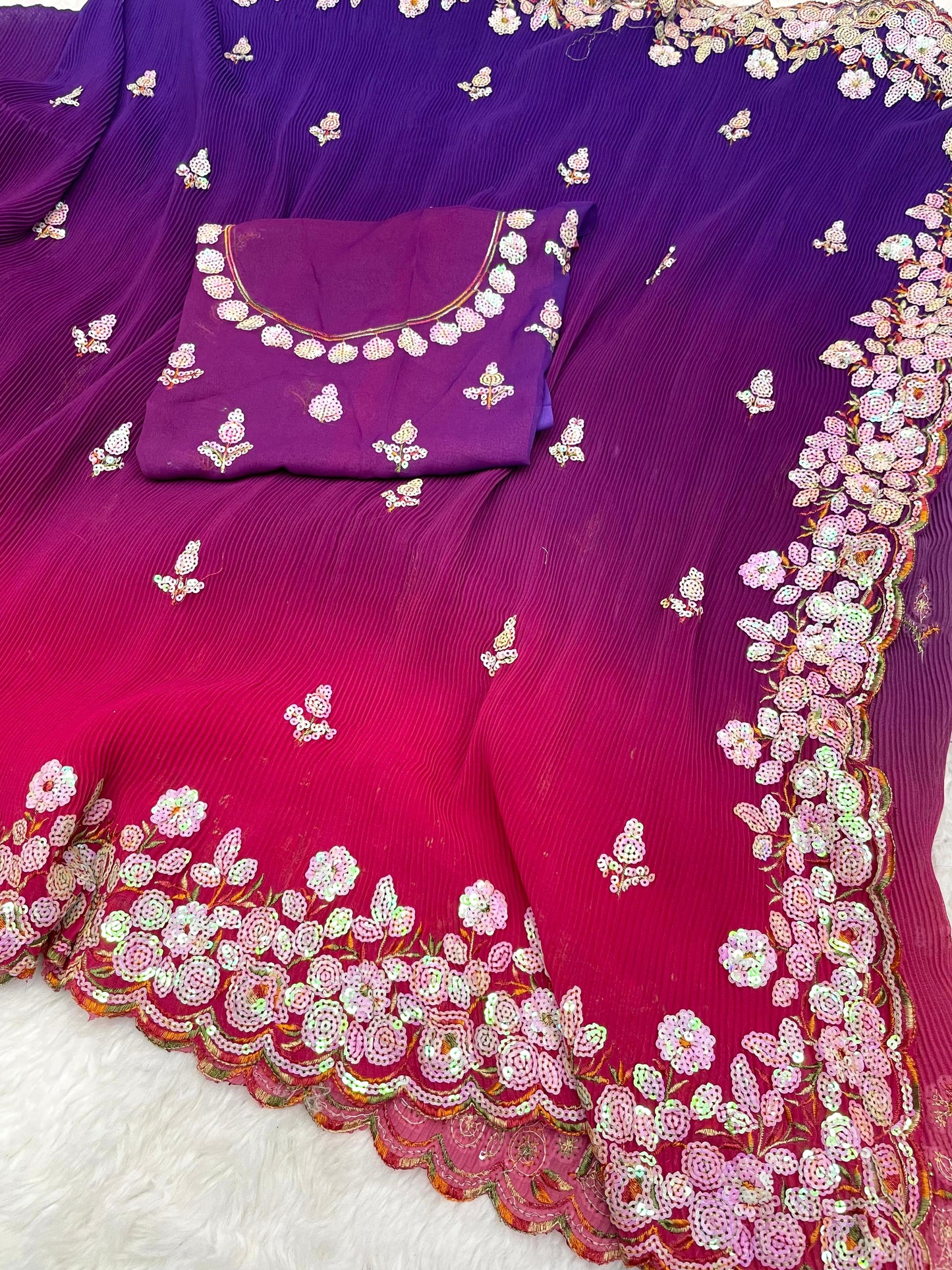 Kayatri New Pure Soft Crush Georgette Saree