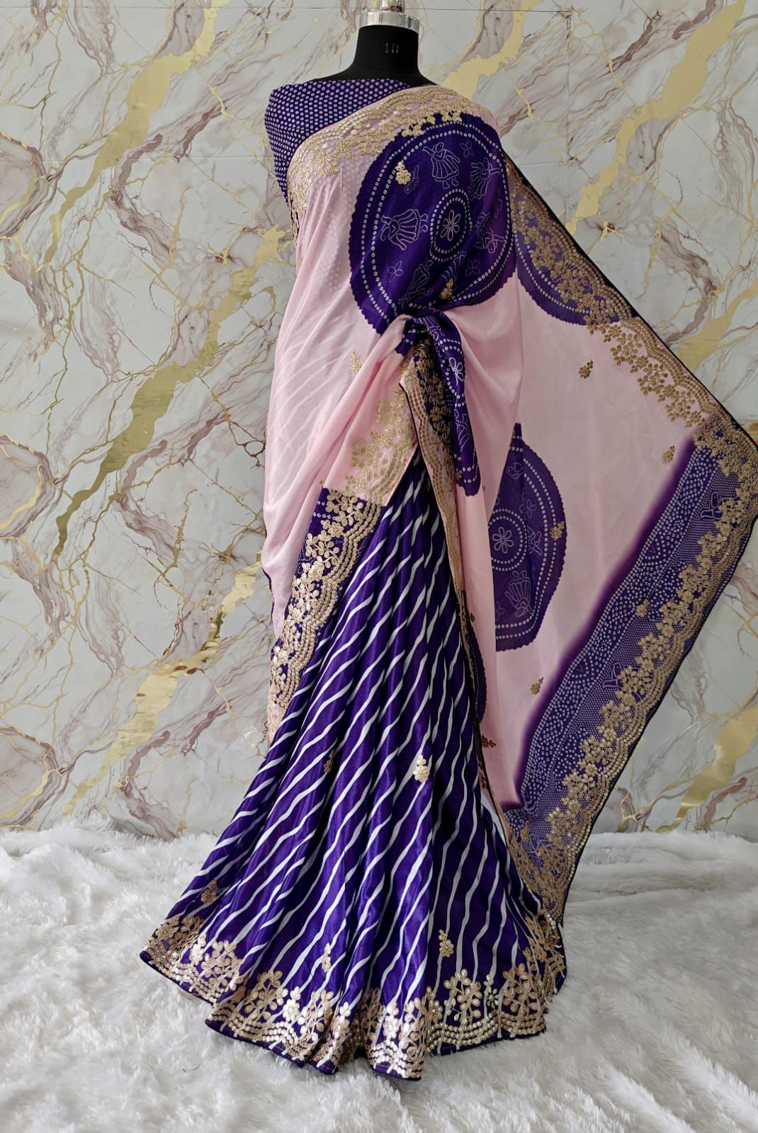 Kayatri New Designer shiny Silk with Beautiful Digital Print with Full foil Embroidery Work Border Saree
