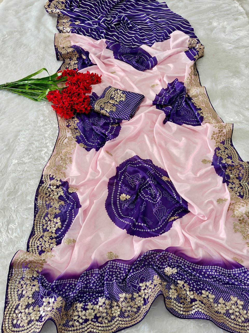 Kayatri New Designer shiny Silk with Beautiful Digital Print with Full foil Embroidery Work Border Saree