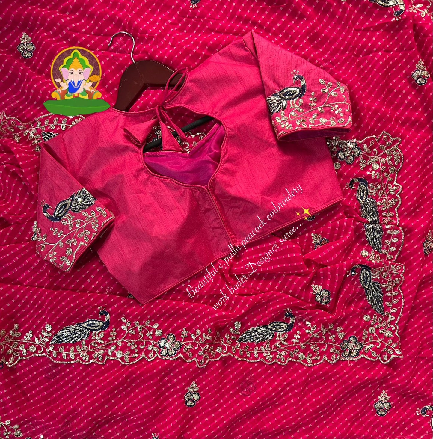 Kayatri New Beautiful multi coding sequence & Thread jari peacock designer work Saree