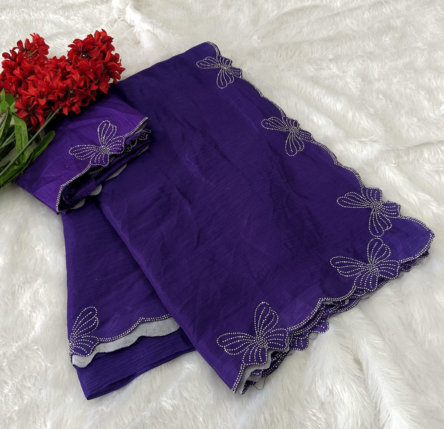 Kayatri New Designer shiny Chiffon SILK with Beautiful aimond Saree