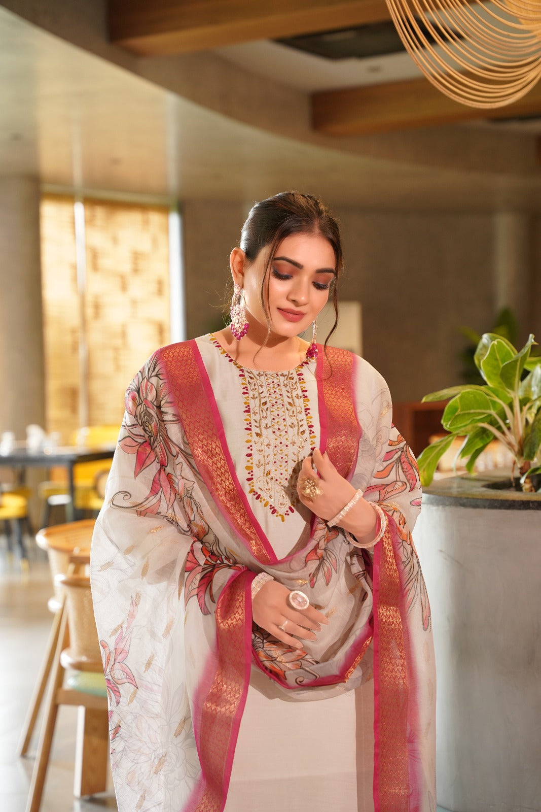 Kayatri New Roman silk With Cotton inner with Hand Work Suit