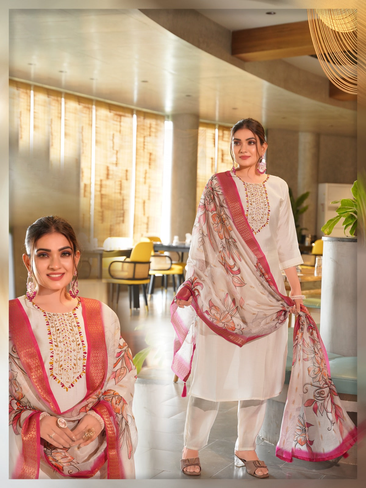 Kayatri New Roman silk With Cotton inner with Hand Work Suit