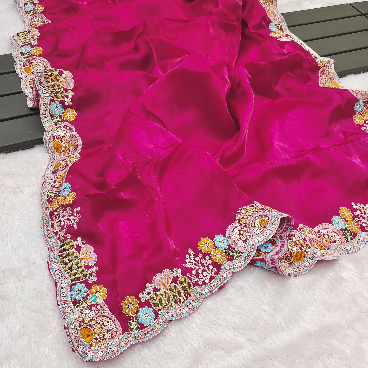 Kayatri New Premium Jimmy Cho With Heavy Embroidery Threads Saree