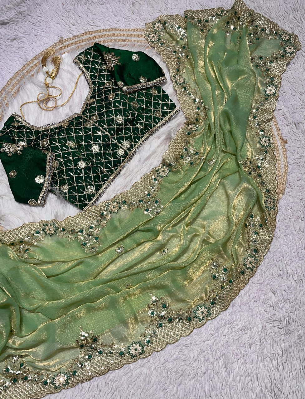 Kayatri New C -pallu 3 mm sequence coding embroidery Saree
