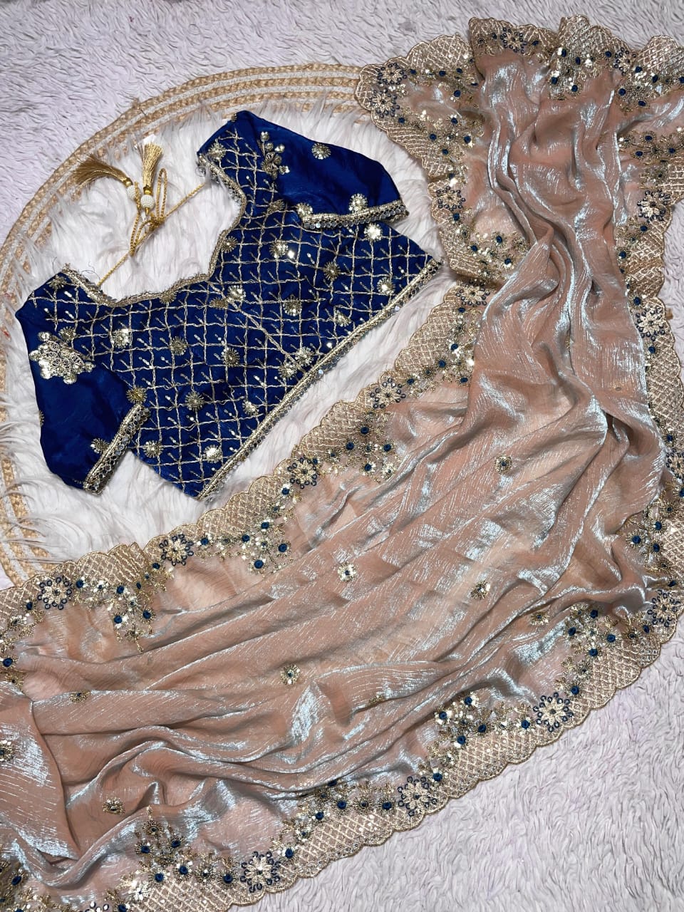 Kayatri New C -pallu 3 mm sequence coding embroidery Saree