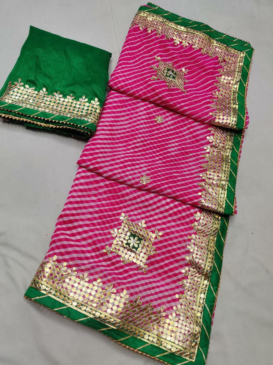 Kayatri New Fabric Pyour jorjett C*C Lahriya modhra print saree