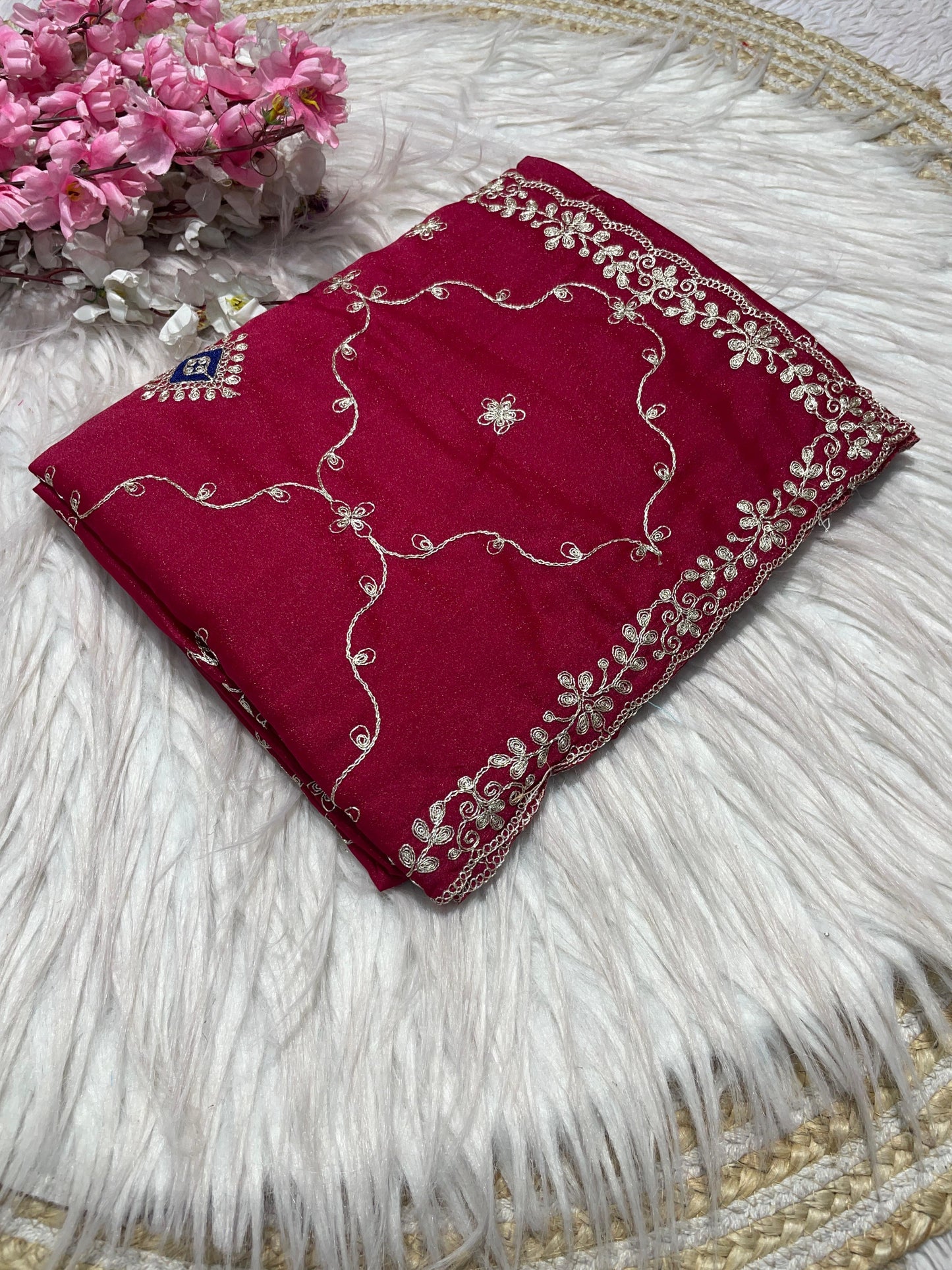 Kayatri New Beautiful C Pallu WithThread multi Embroidery Sequence Coding work saree