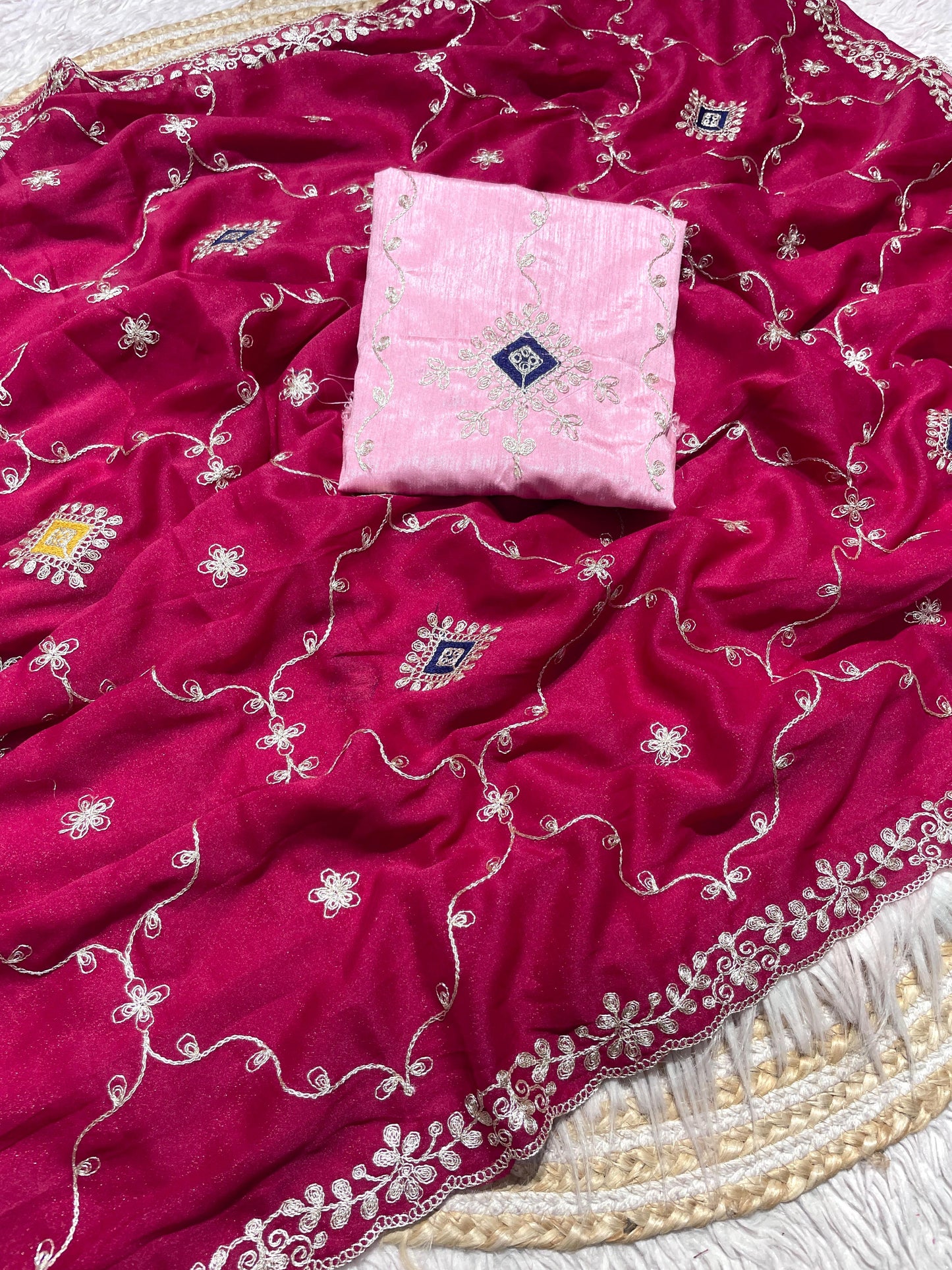 Kayatri New Beautiful C Pallu WithThread multi Embroidery Sequence Coding work saree