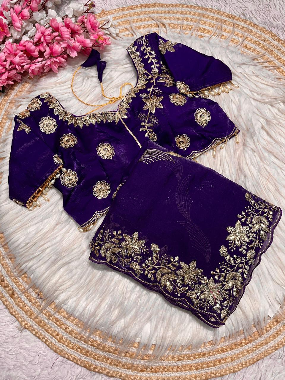 Kayatri New C -pallu 3 mm multi sequence embroidery work with Sequence Butti in saree