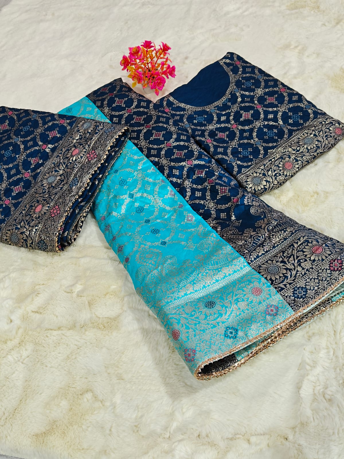 Kayatri New Banarasi Dolo silk langha jari work Jaipuri dai dupatta pure Dolo silk langha