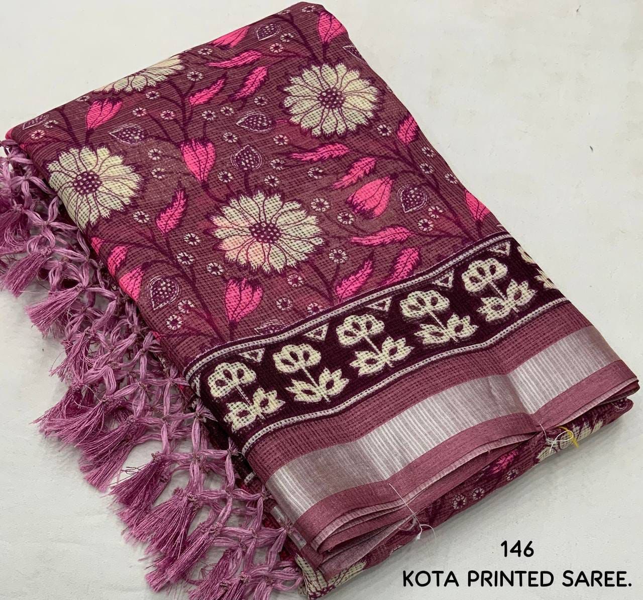 Kayatri New soft kota doria saree with zari pattu border and tassels on pallu saree