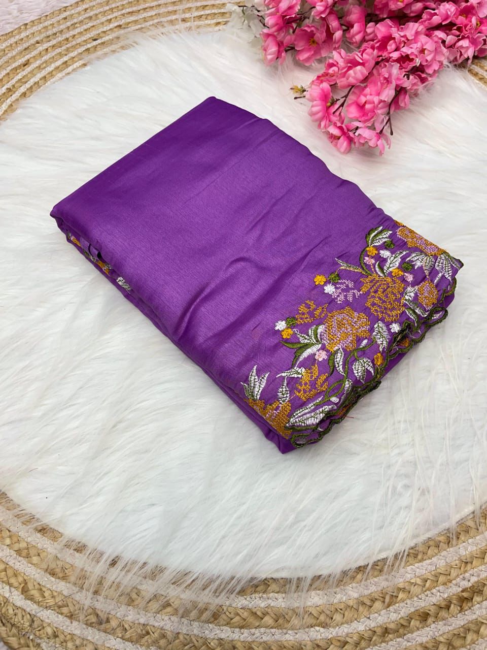 Kayatri New Tussar Silk Fabric With Beautiful Viscouse Thread Embroidery Work (C-Pallu) saree