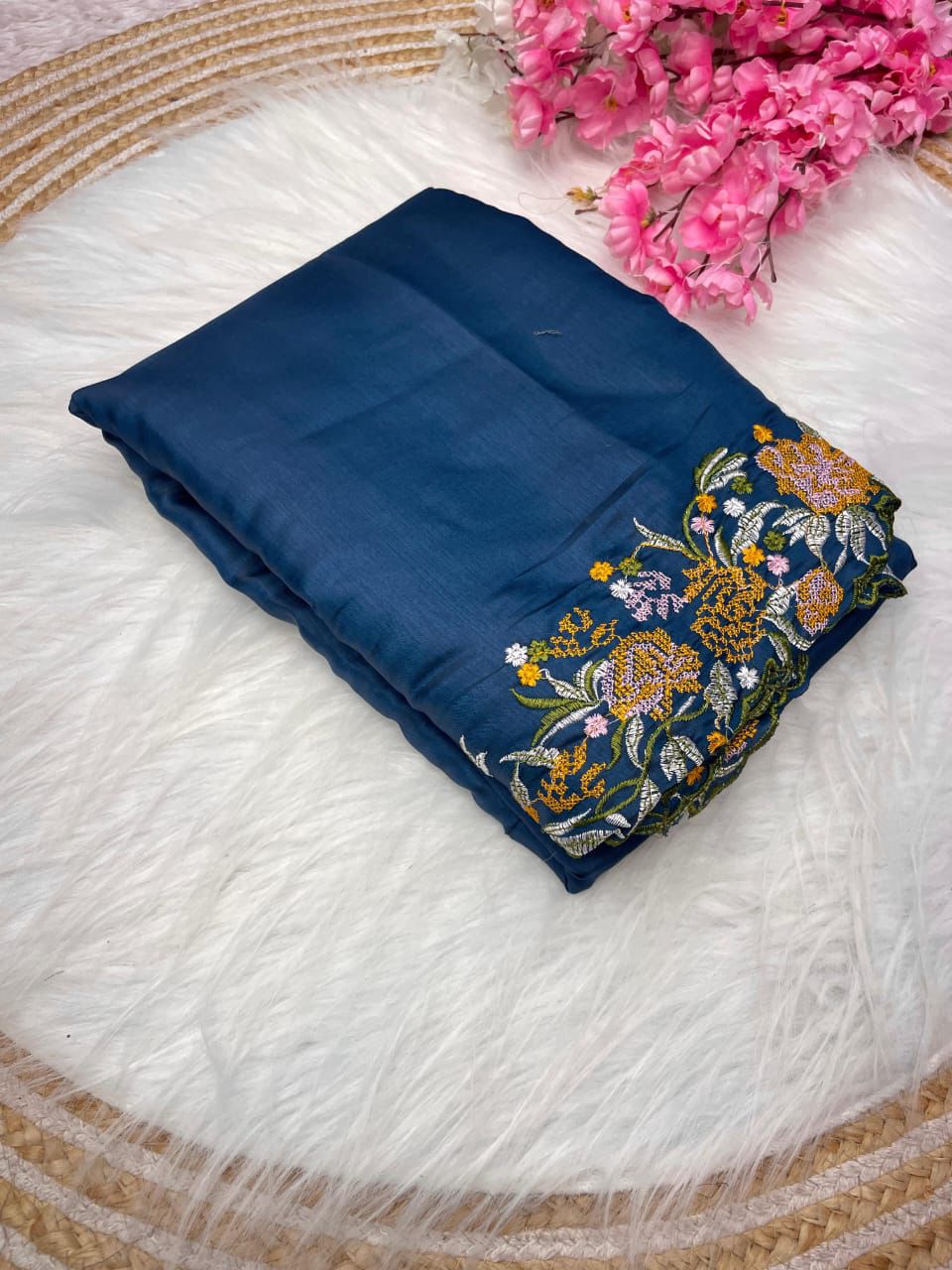 Kayatri New Tussar Silk Fabric With Beautiful Viscouse Thread Embroidery Work (C-Pallu) saree