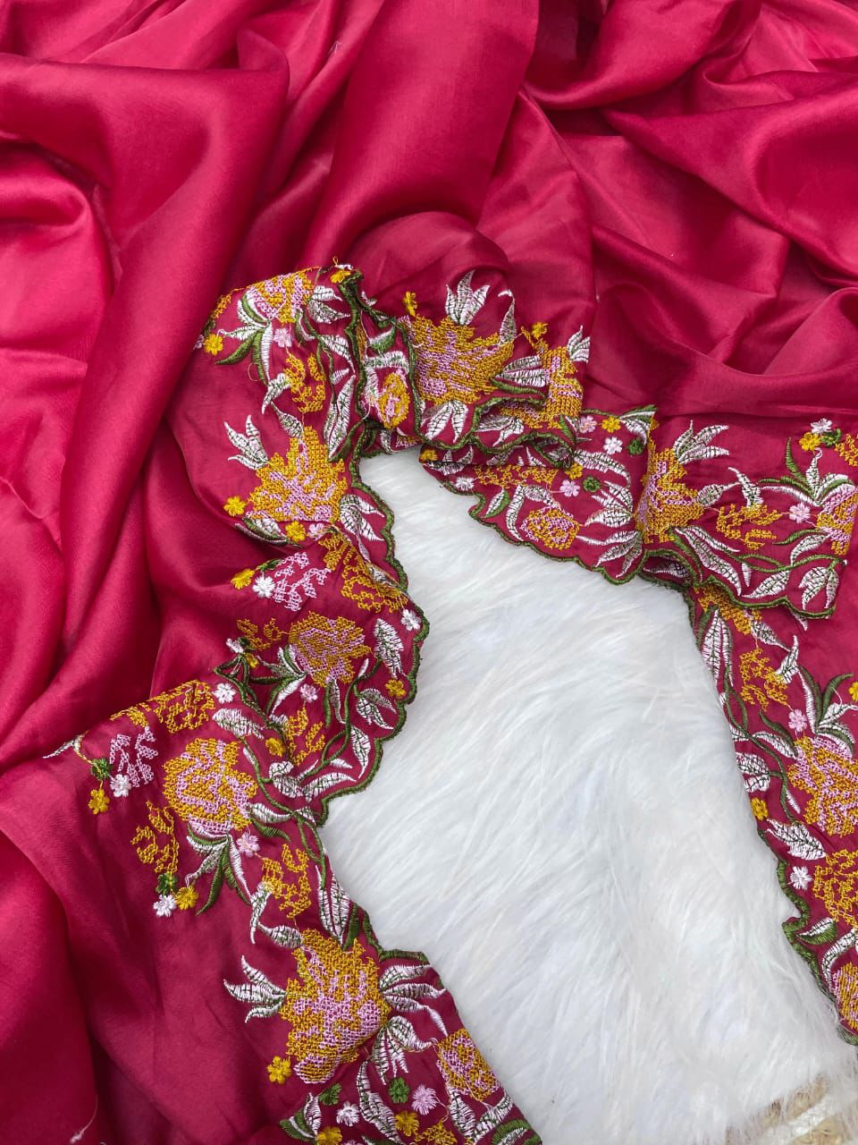 Kayatri New Tussar Silk Fabric With Beautiful Viscouse Thread Embroidery Work (C-Pallu) saree