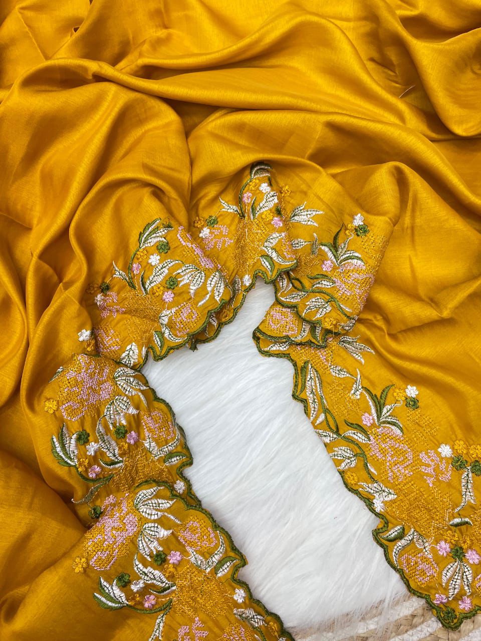 Kayatri New Tussar Silk Fabric With Beautiful Viscouse Thread Embroidery Work (C-Pallu) saree