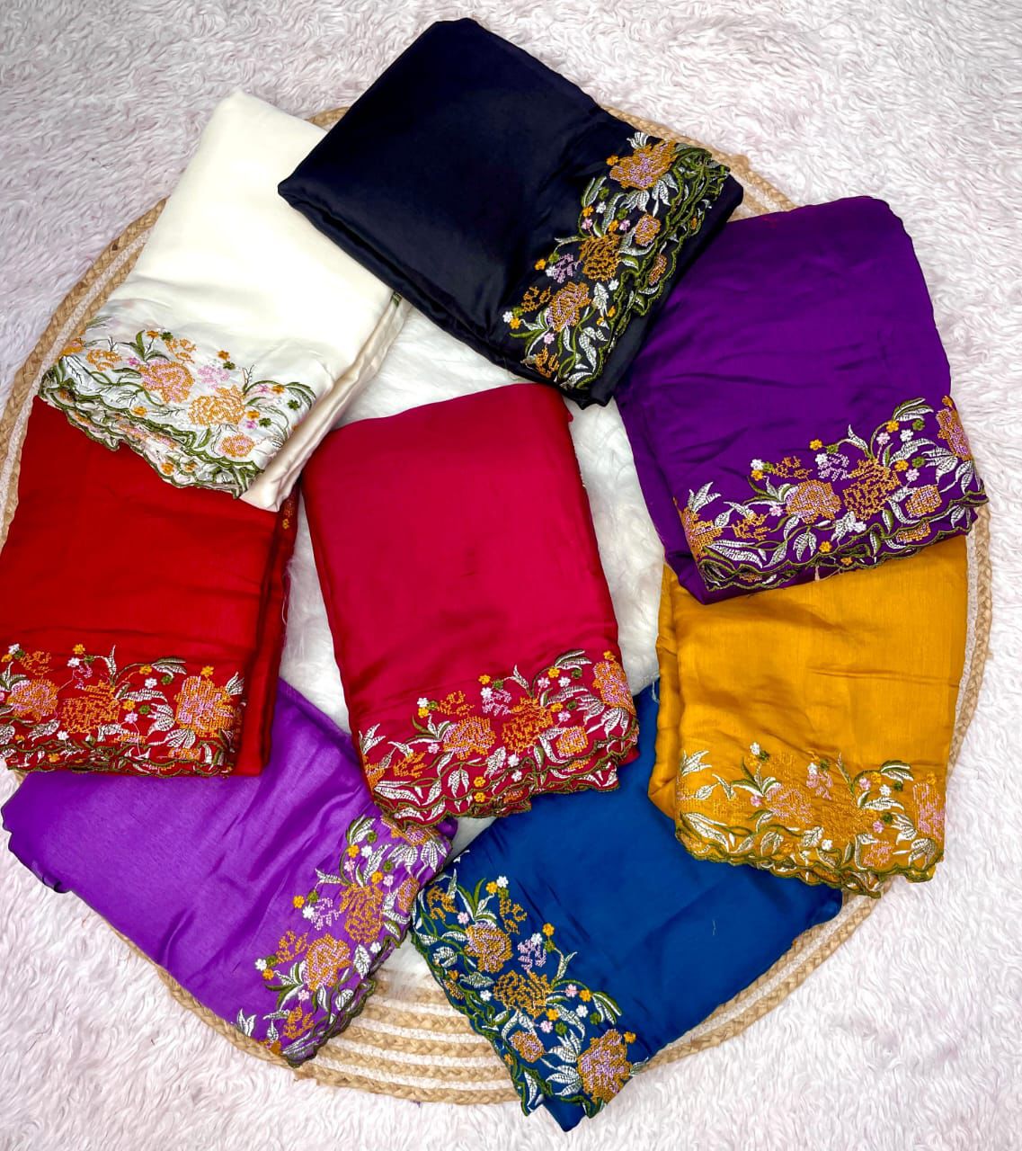 Kayatri New Tussar Silk Fabric With Beautiful Viscouse Thread Embroidery Work (C-Pallu) saree