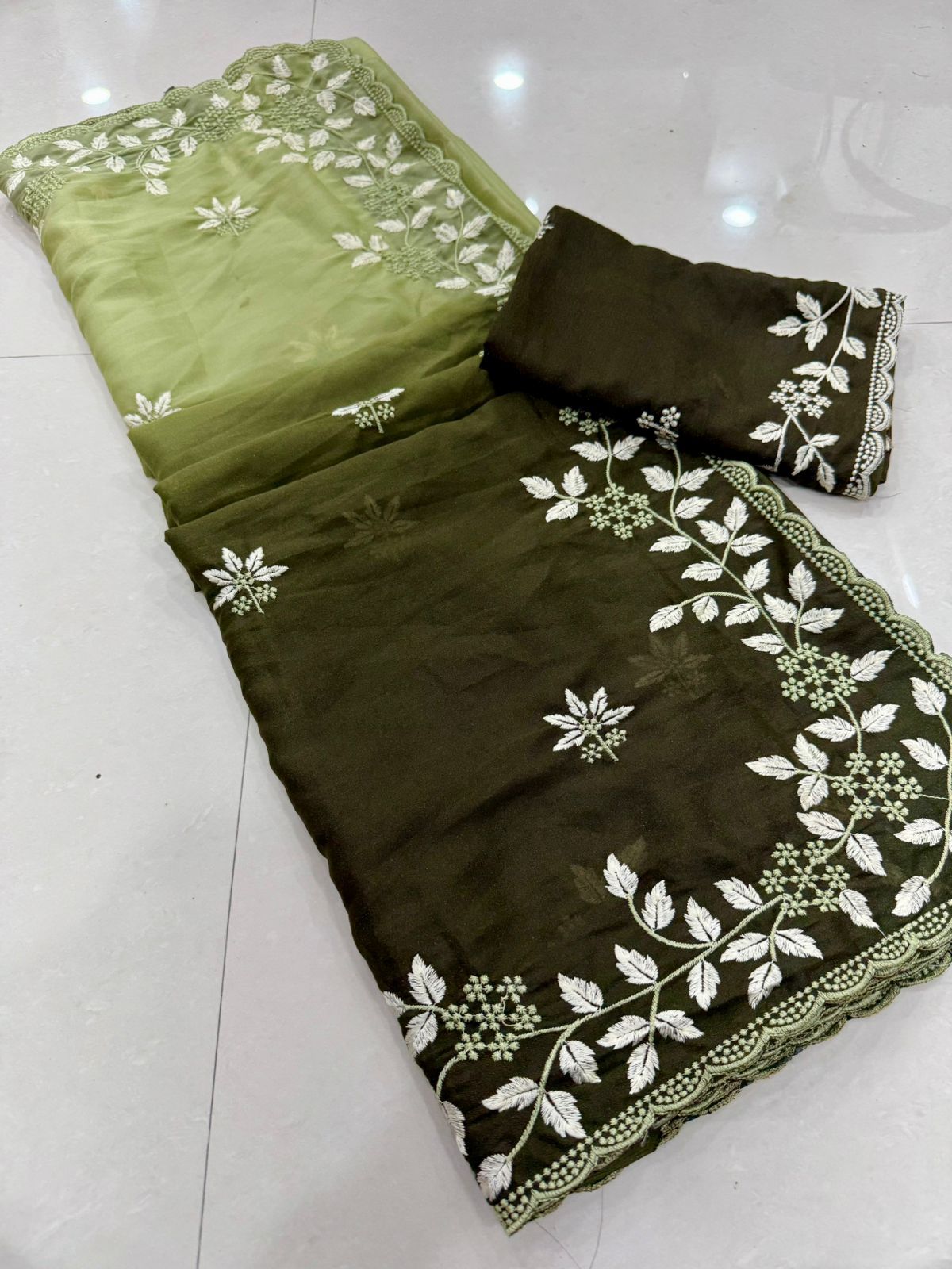 Kayatri New Georgette Shaded Multi Emrodairy Work Saree