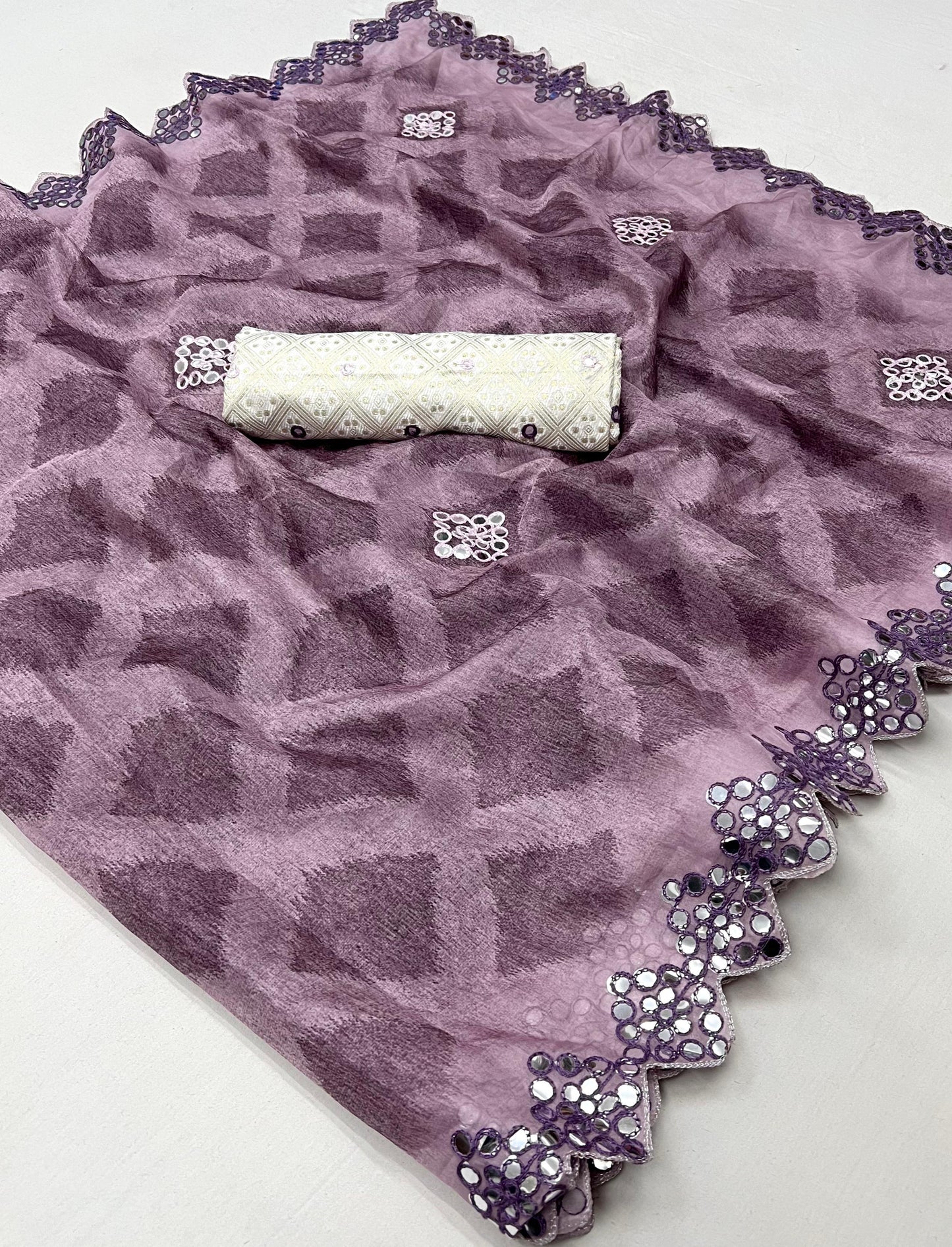 Kayatri New Soft pure Tebby silk with Mirror work sarees