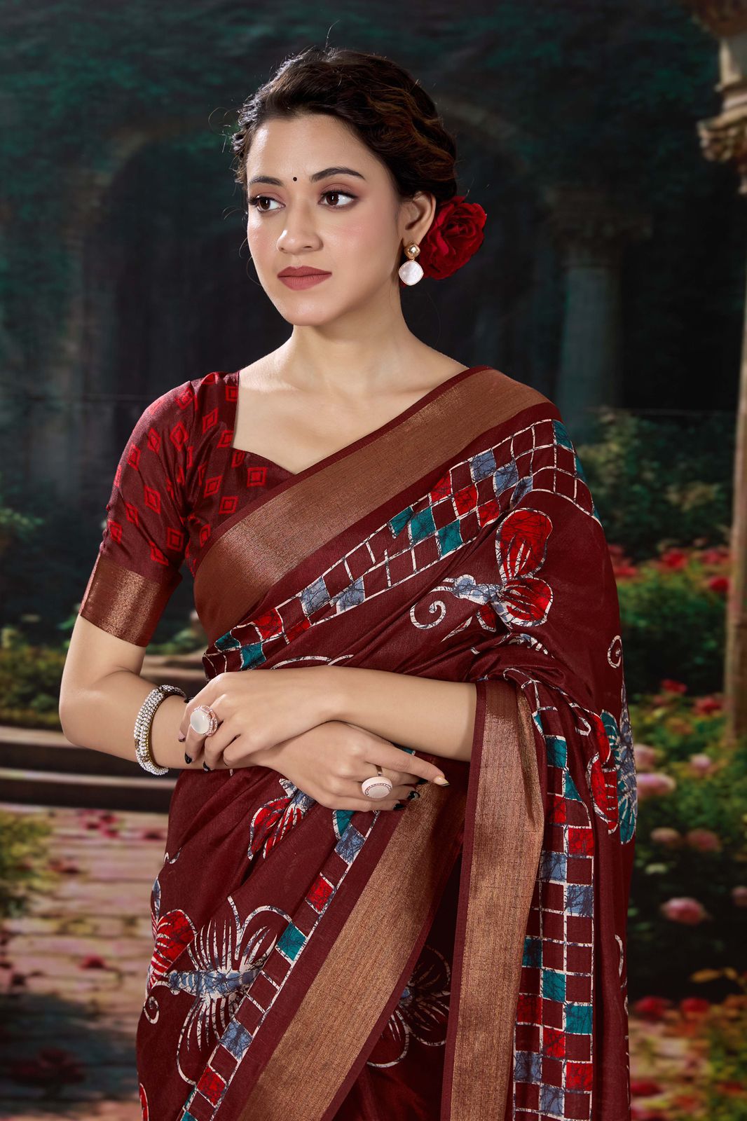 Kayatri New Soft cotton crape saree with zari pattu woven border saree