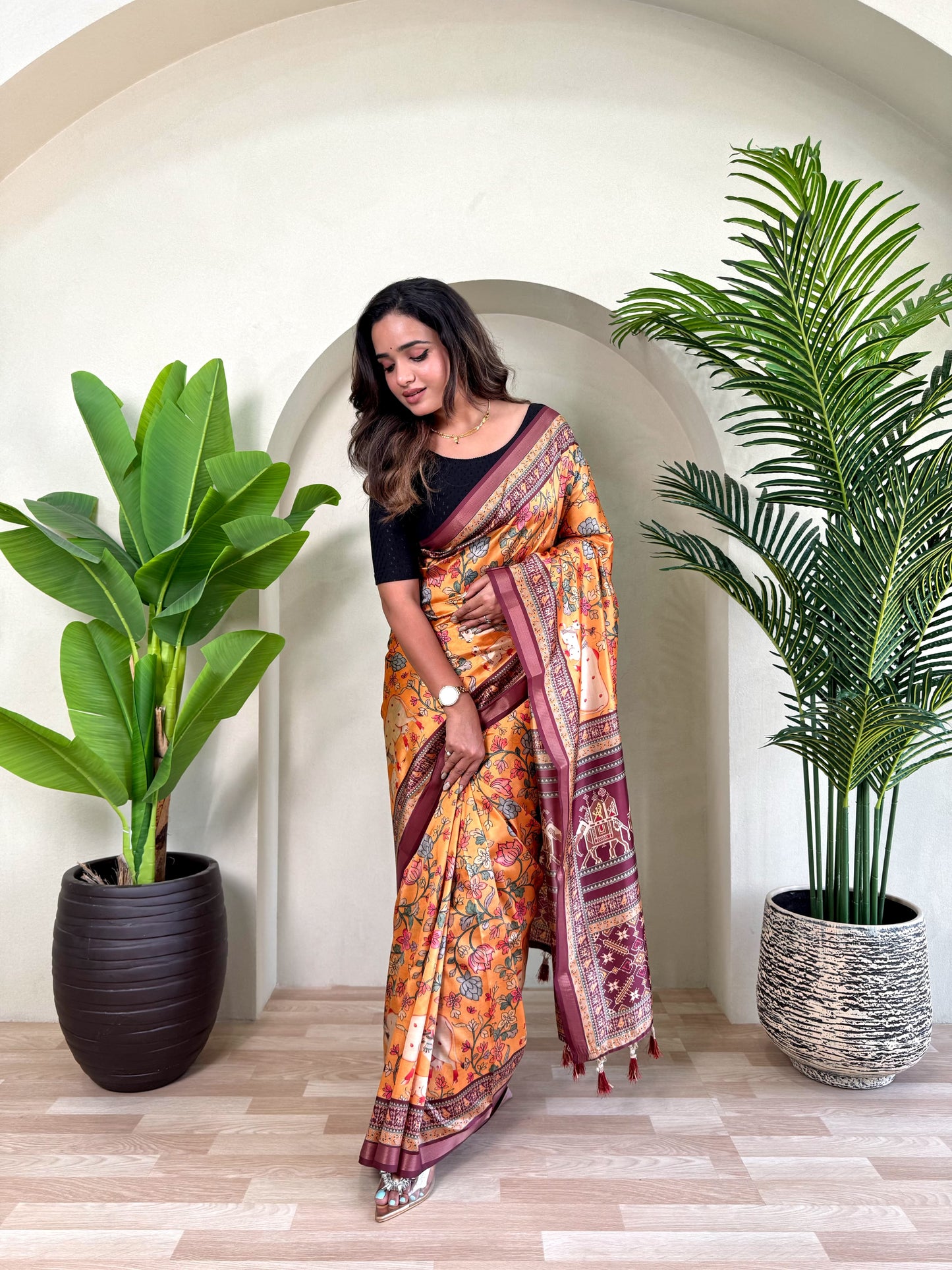 Kayatri New Dola Viscose sarees with Premium viscose zari patta border and beautiful digital print all over the saree