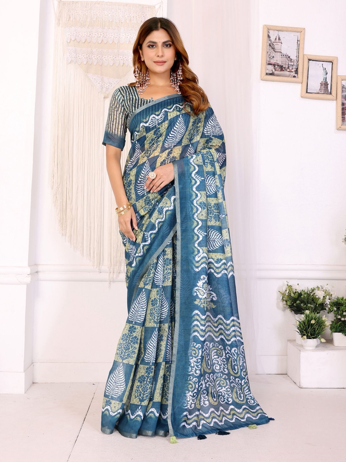 Kayatri New Superior And AllNew Concept In Chanderi Cotton Sarees That Is Soft And Silky With All Over Ikkat Print Concept Saree