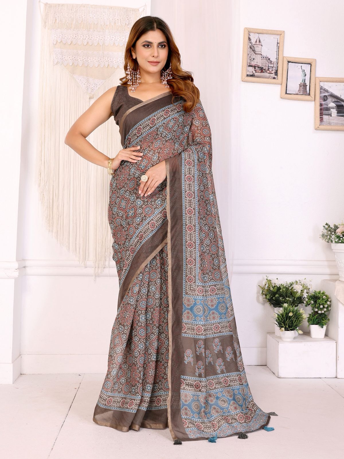 Kayatri New Superior And AllNew Concept In Chanderi Cotton Sarees That Is Soft And Silky With All Over Ikkat Print Concept Saree