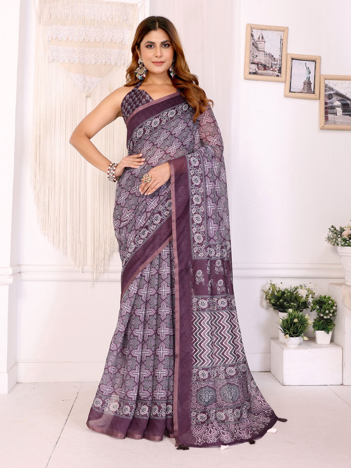 Kayatri New Superior And AllNew Concept In Chanderi Cotton Sarees That Is Soft And Silky With All Over Ikkat Print Concept Saree