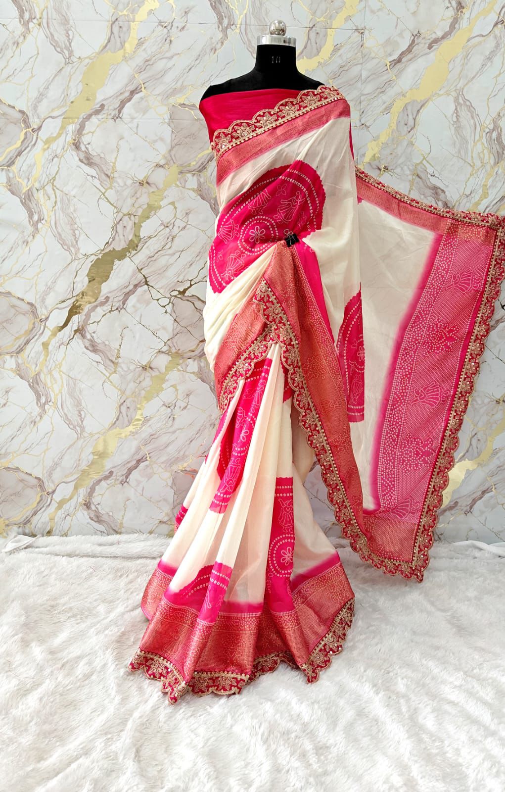Kayatri New Designer Dola Banarasi Weaving with Beautiful Digital Print with Full Sequence Embroidery Work Saree