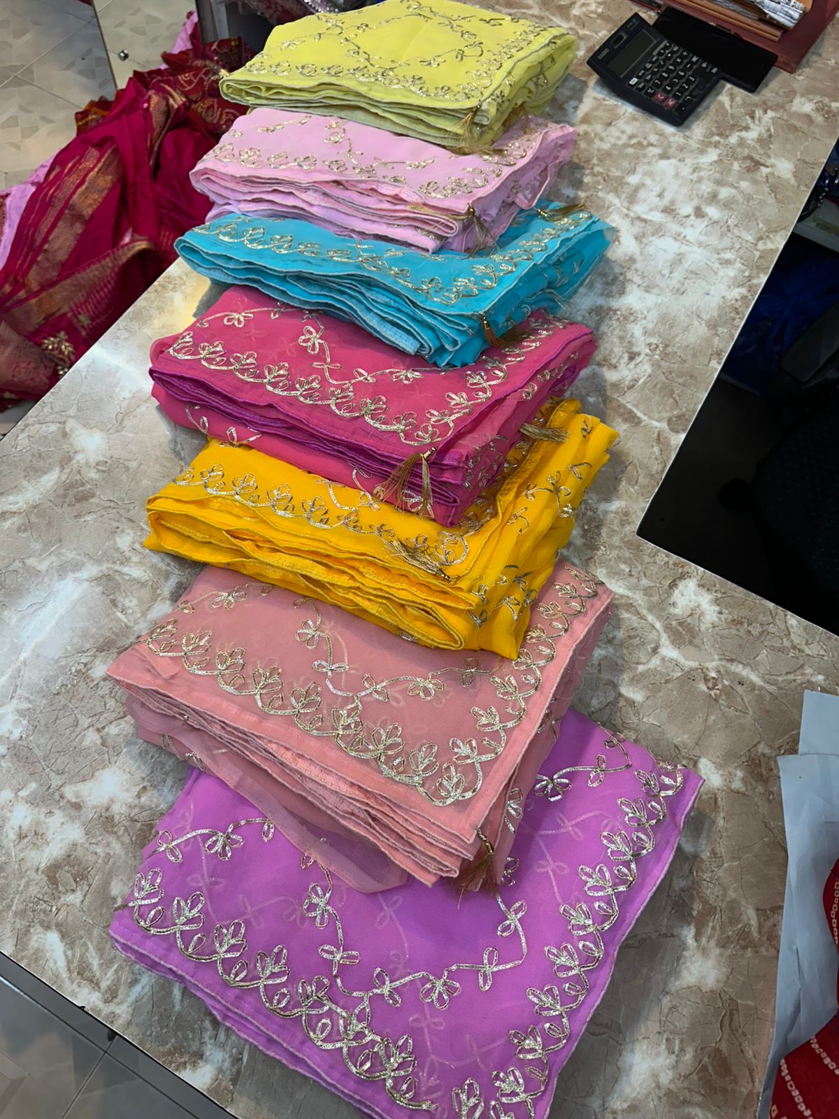 Kayatri New 60 grm jorjet saree with beautiful gotta Patti work saree