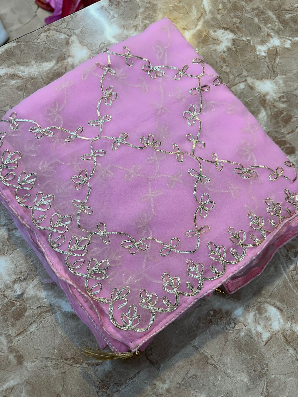 Kayatri New 60 grm jorjet saree with beautiful gotta Patti work saree