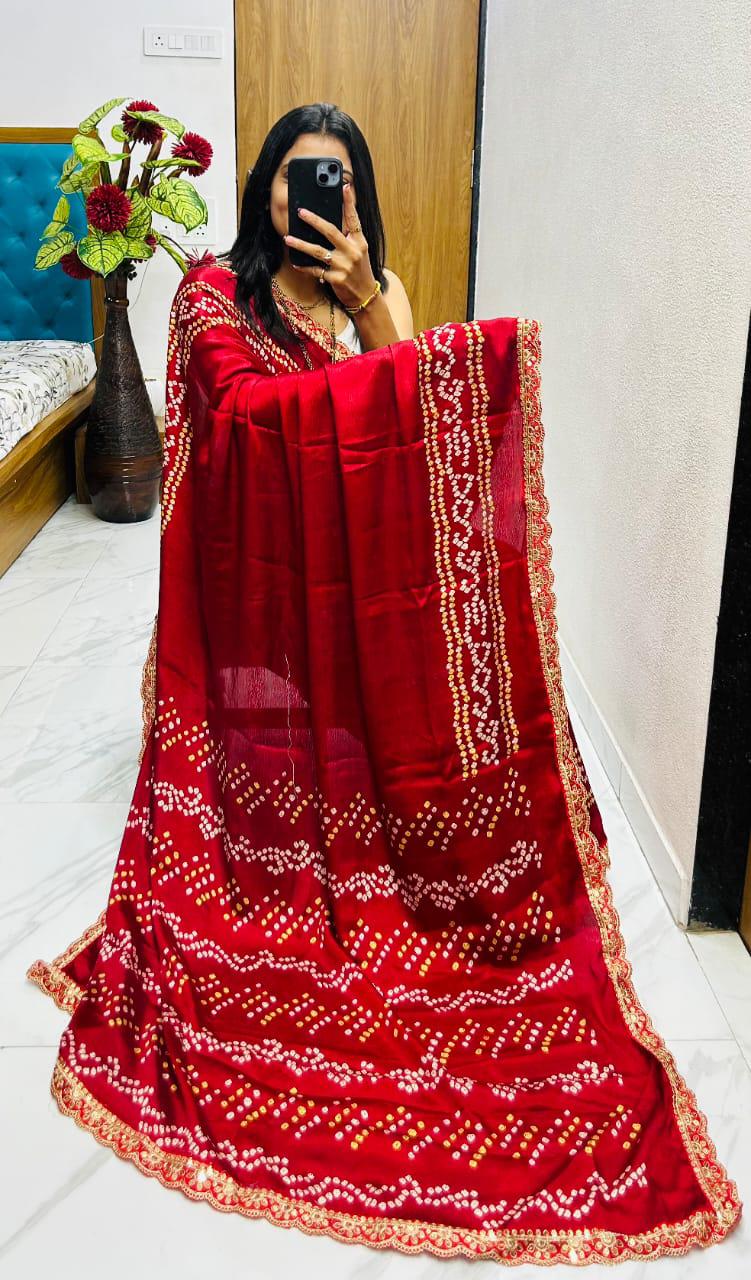 Kayatri New Super hit flower desire silk Gargi tipe With super hit lace work boder Saree