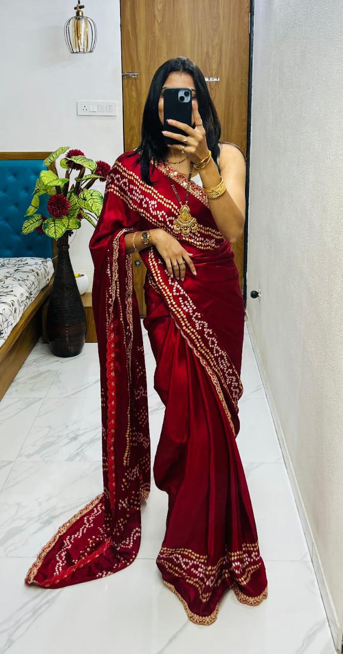 Kayatri New Super hit flower desire silk Gargi tipe With super hit lace work boder Saree