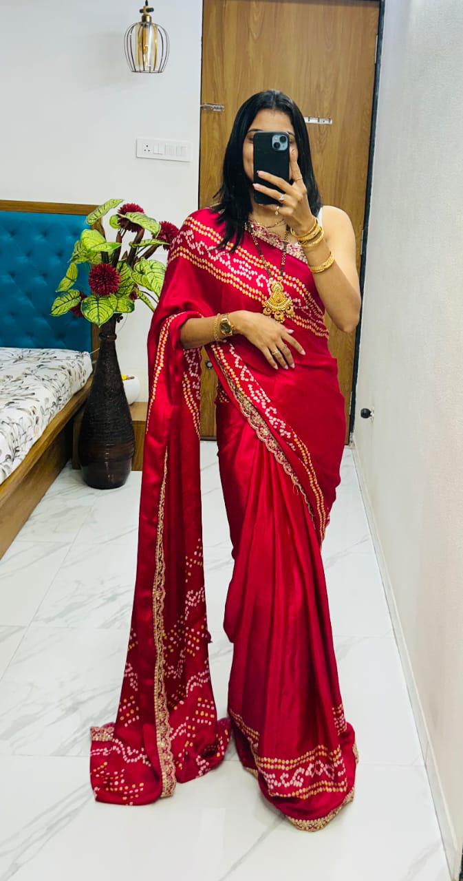 Kayatri New Super hit flower desire silk Gargi tipe With super hit lace work boder Saree