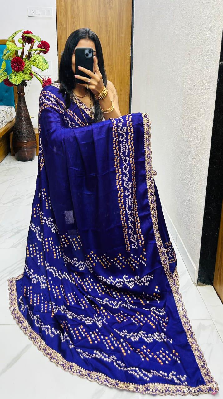 Kayatri New Super hit flower desire silk Gargi tipe With super hit lace work boder Saree