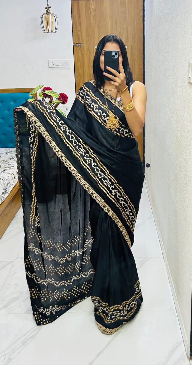 Kayatri New Super hit flower desire silk Gargi tipe With super hit lace work boder Saree