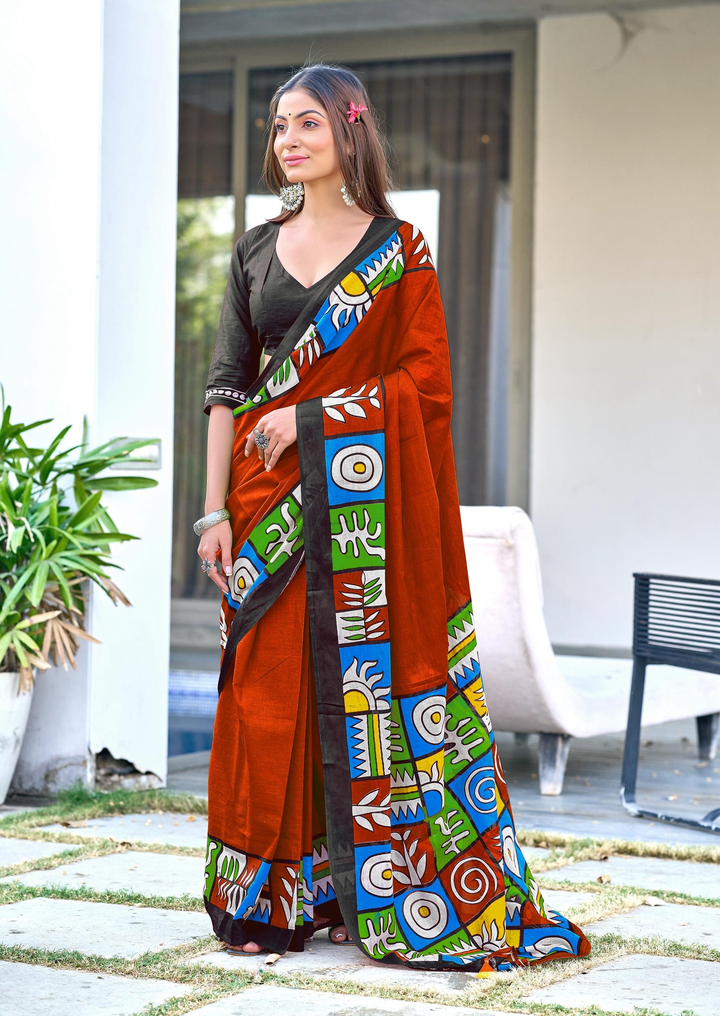 Kayatri New BAGRU BLOCK PRINT MULMUL COTTON SAREES