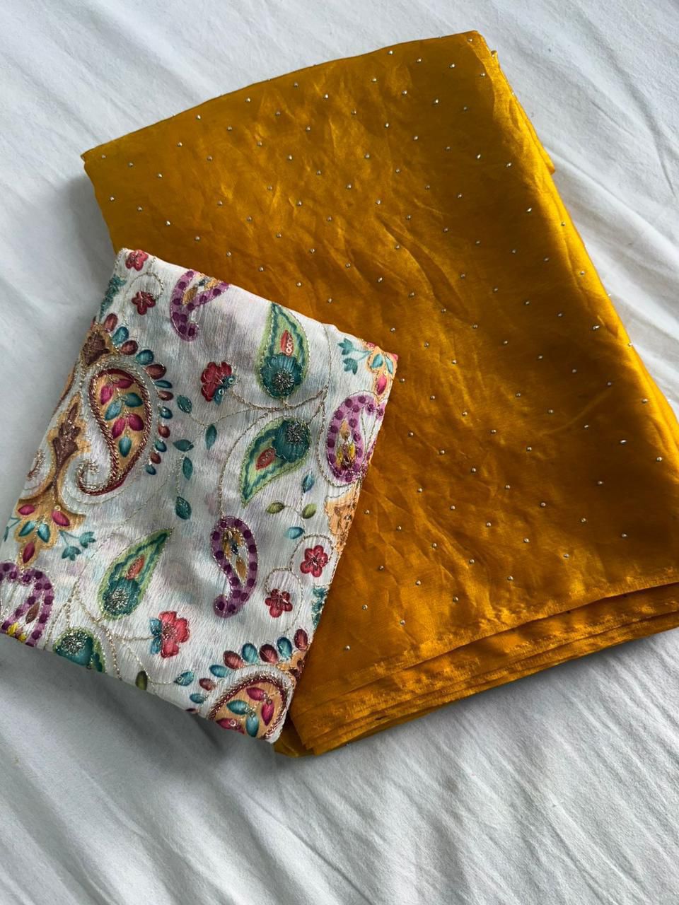 Kayatri New Soft Dual Shad Saree Siroski Work With Postion Digital Print Saree