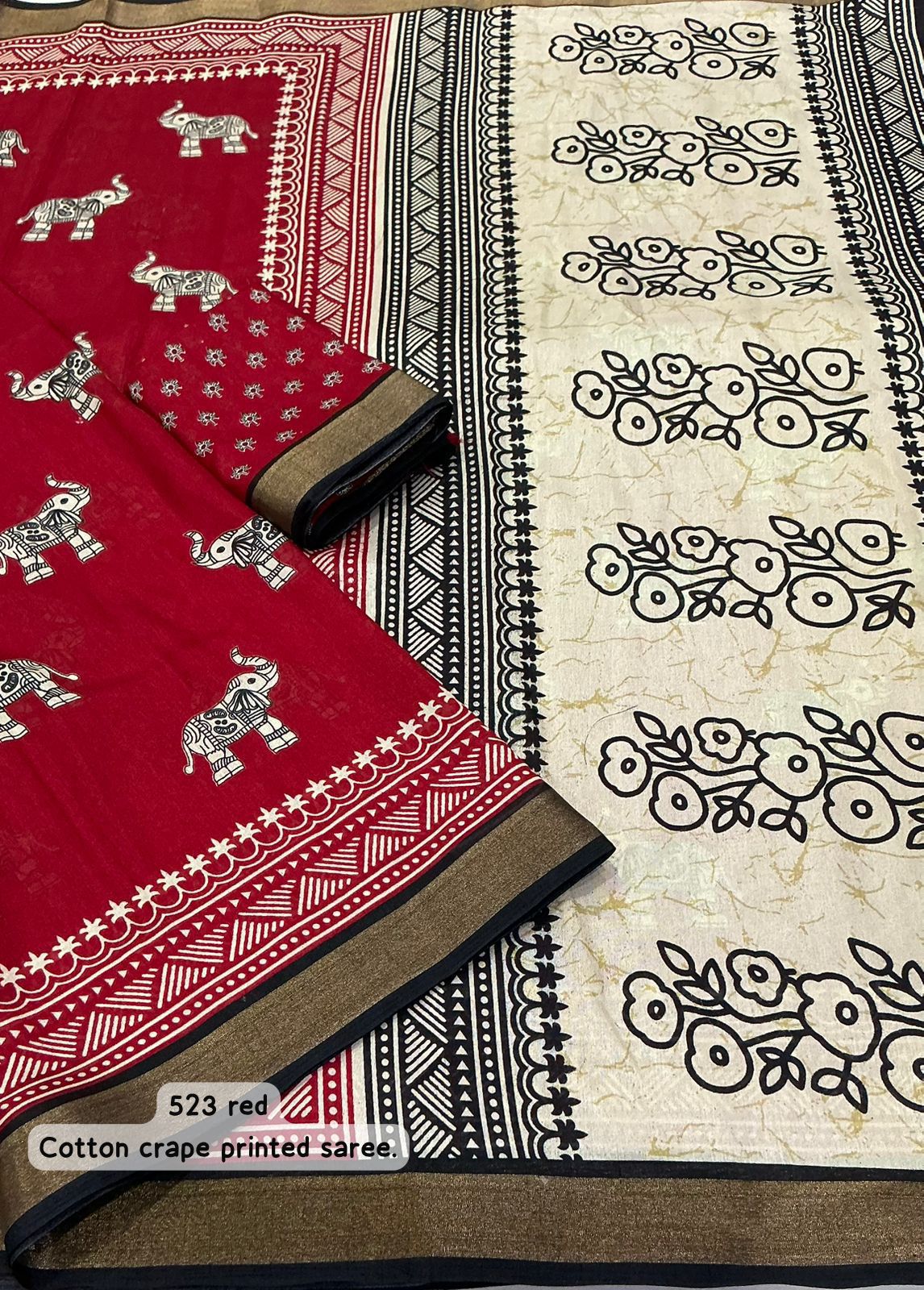 Kayatri New Soft cotton crape saree with zari pattu woven borde saree