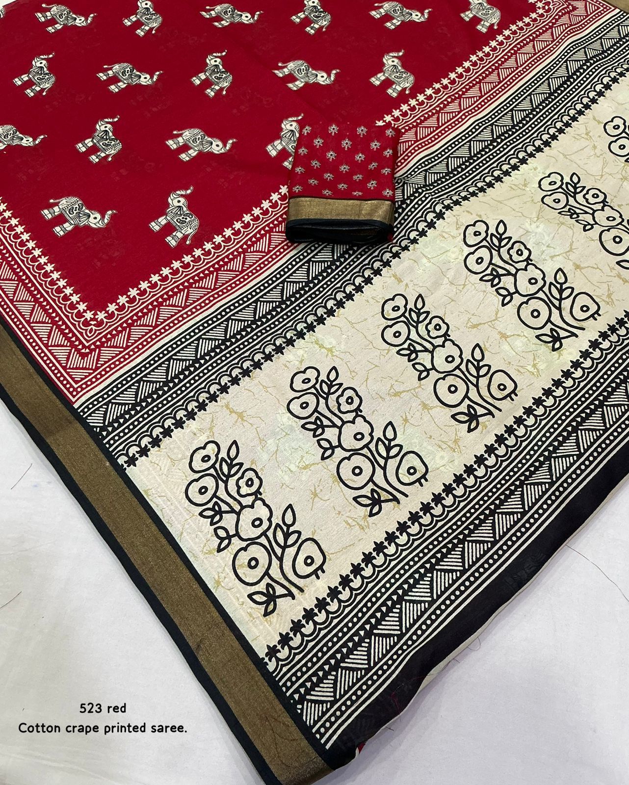 Kayatri New Soft cotton crape saree with zari pattu woven borde saree