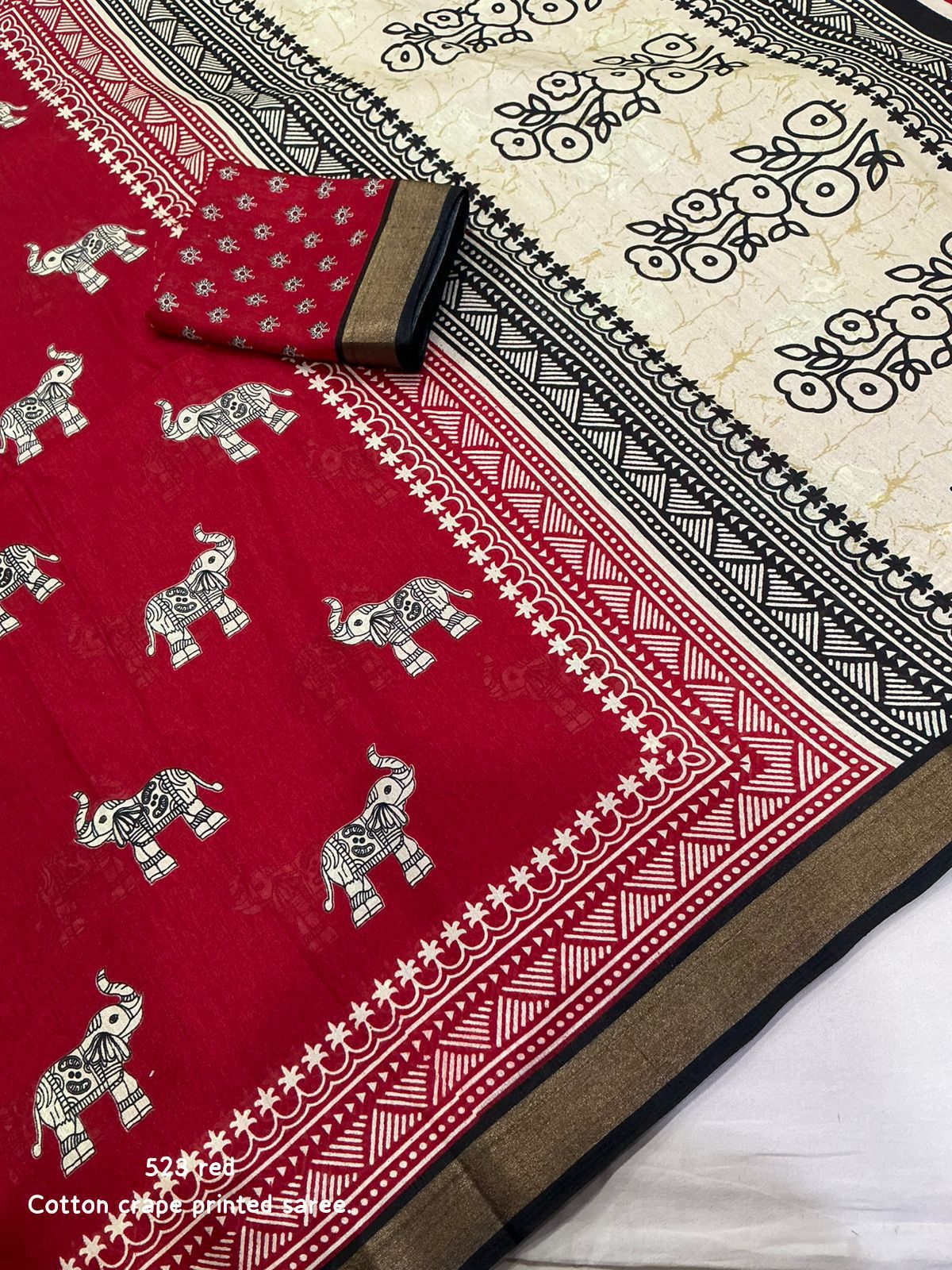 Kayatri New Soft cotton crape saree with zari pattu woven borde saree