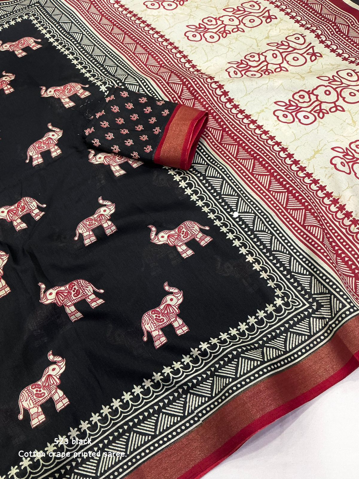 Kayatri New Soft cotton crape saree with zari pattu woven borde saree