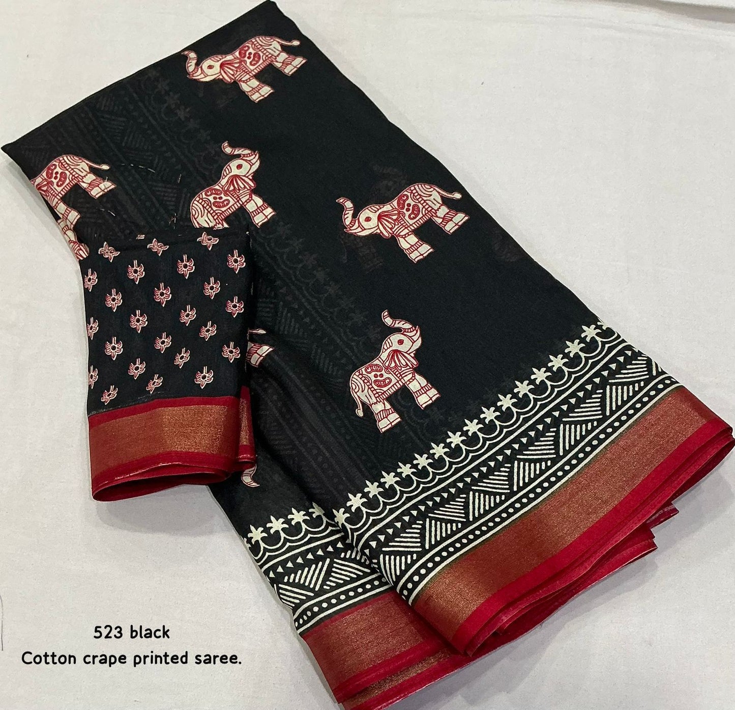 Kayatri New Soft cotton crape saree with zari pattu woven borde saree