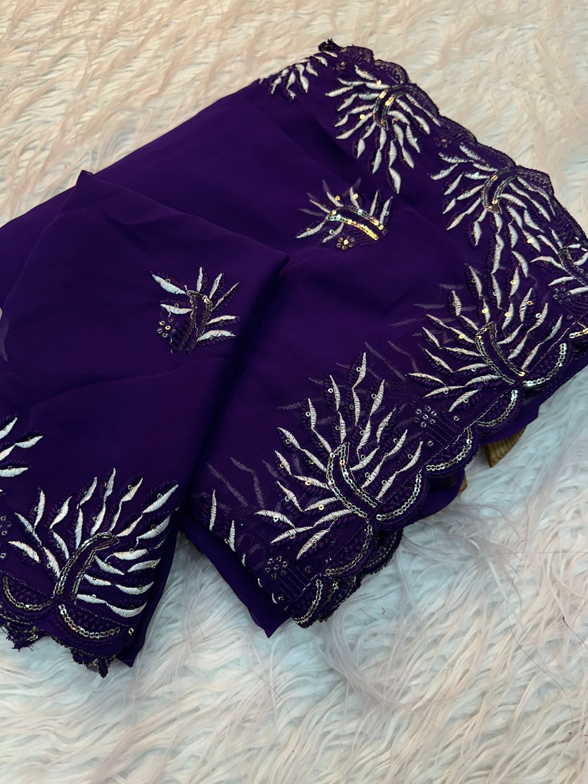 Kayatri New Party wear shinning Georgette with heavy emberoderied with white thread